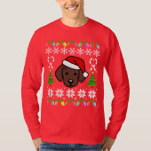 T-shirt Motif de Noël de chiot de Labrador de chocolat (Devant)