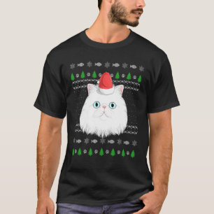 T-shirt Motif de Noël laid Chapeau de Père Noël Chat Persa