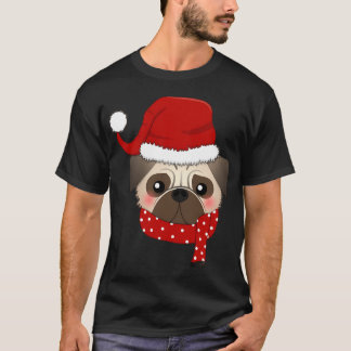 T-shirt Motif de Noël Pug Santa Claus