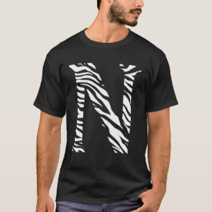 T-shirt Motif de peau d'animal zèbre Initiales Lettre N No