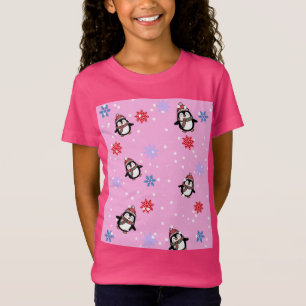 T-Shirt Motif de pingouin mignon d'hiver – Flocons de neig