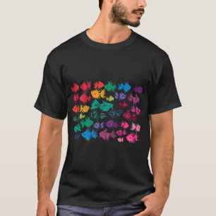 T-shirt Motif de poisson à l'aquarelle arc-en-ciel