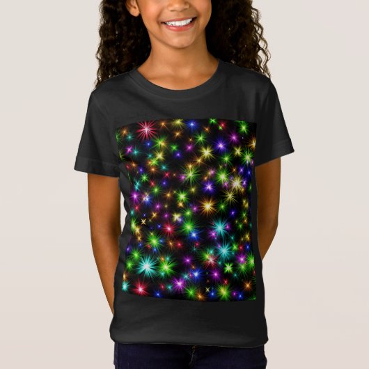 T-Shirt Motif de rayons d'étoile de Noël multicolore (Devant)