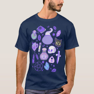T-shirt motif de sorcière mignon noir