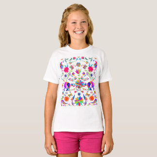 T-shirt Motif de style Otomi avec Weims, lapins et oiseaux