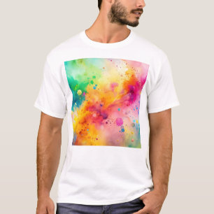 T-shirt Motif de taches d'aquarelle abstraite vibrant