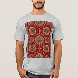 T-shirt Motif de Tapis Vintage à Médaillon Rouge Orné