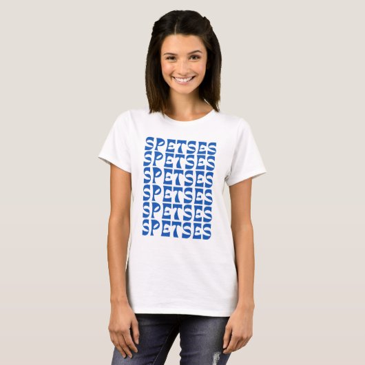 T-shirt Motif de texte bleu SPETSES (Devant entier)