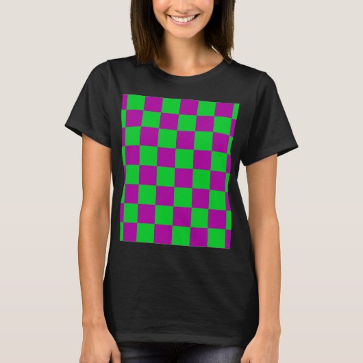 T-shirt Motif de vérification À damiers vert pourpre (Devant)