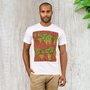 T-shirt Motif de vigne de raisin vert sur bois rustique