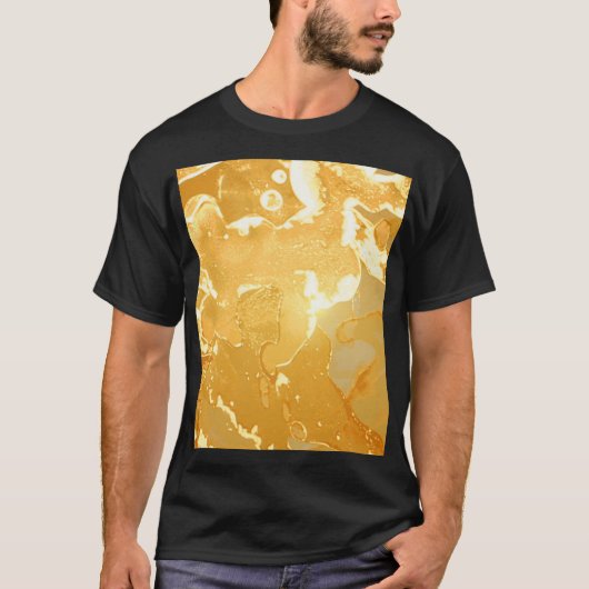 T-shirt Motif d'encre de marbre jaune doré (Devant)
