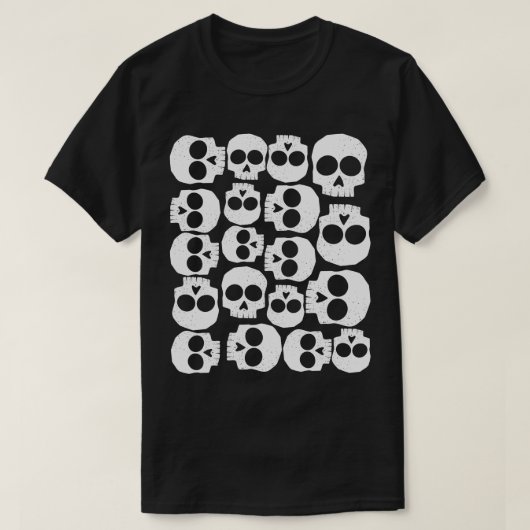 T-shirt Motif des crânes noirs et blancs (Design devant)