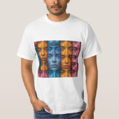 T-shirt Motif des faces colorées (Devant)