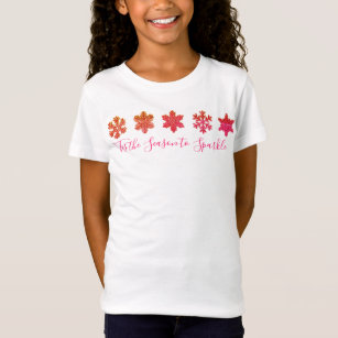 T-Shirt Motif des flocons de neige amusant rose orange