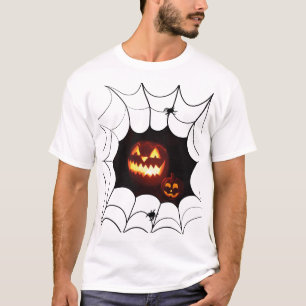 T-shirt Motif d'Halloween avec Citrouilles et araignées