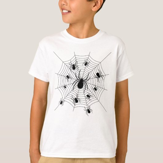 T-shirt Motif d'Halloween Black White araignées (Devant)