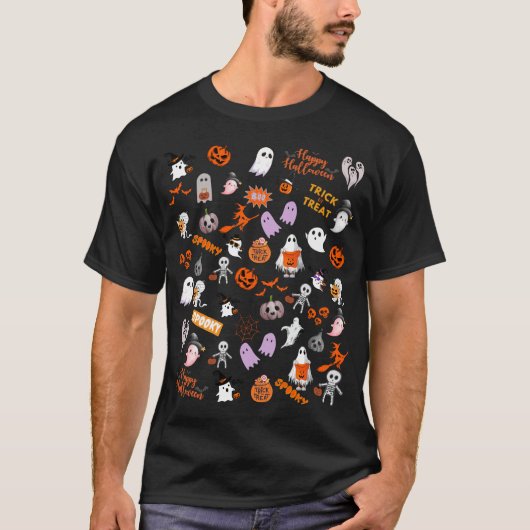 T-shirt motif d'halloween mignon, tous les articles en une (Devant)