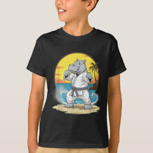 T-shirt Motif d'Hippopotame Karaté Taekwondo Jiu-Jitsu MMA