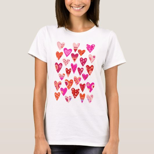 T-shirt Motif du coeur rose rouge (Devant)