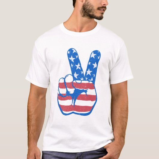 T-shirt Motif du drapeau de l'Amérique de la paix (Devant)