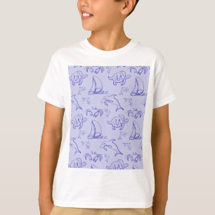 T-shirt Motif d'une ligne d'animal marin et voilier