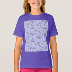 T-shirt Motif d'une ligne d'animal marin et voilier