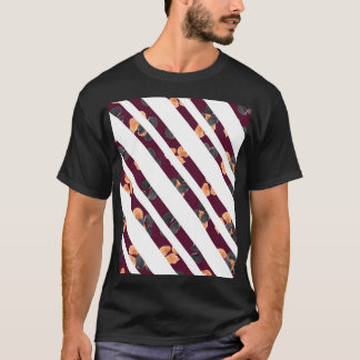 T-shirt Motif élégant de fleurs à l'aquarelle en bandes di