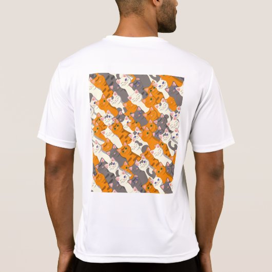 T-shirt Motif en diagonale du chat noir blanc gingembre (Dos)