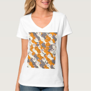 T-shirt Motif en diagonale du chat noir blanc gingembre