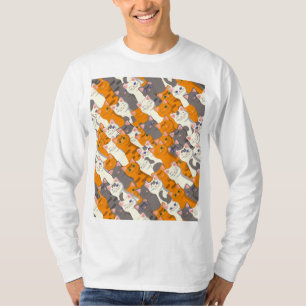 T-shirt Motif en diagonale du chat noir blanc gingembre