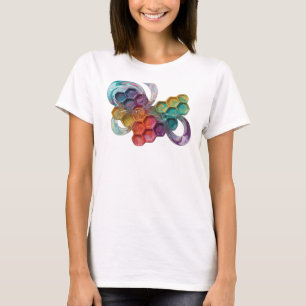 T-SHIRT MOTIF EN NID D'ABEILLE ART ABSTRAIT DESSIN FLORAL
