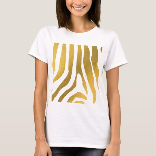 T-shirt Motif Faux Gold Zebra Print Stripes (Devant)