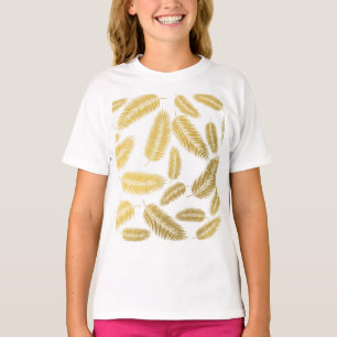 T-shirt Motif Feuille Faux Gold Palm