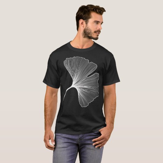 T-shirt Motif Feuille Ginkgo Biloba - Blanc (Devant entier)