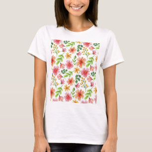 T-shirt Motif Fleurs Roses Aquarelle-69677