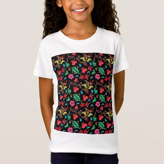 T-Shirt Motif Floral Avec Couleur Douce Arrière - plan-456 (Devant)