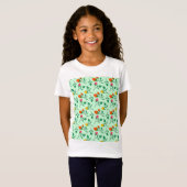 T-Shirt Motif floral avec fleurs roses colorées (Devant entier)