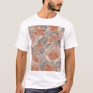 T-shirt Motif floral de chinoiserie Coral Koi