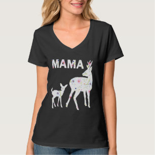 T-shirt Motif Floral Mama Faune Doe Fisé Scoop Mères