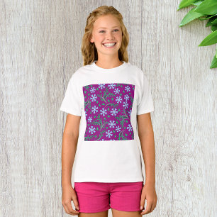 T-shirt Motif floral violet avec fleurs bleues