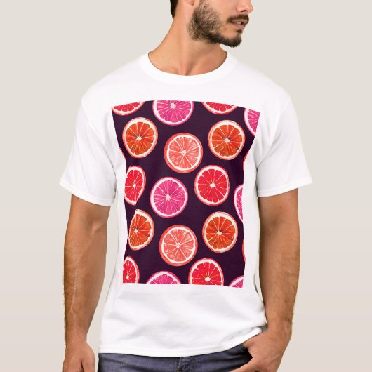 T-shirt Motif foncé Citrus peint à la main (Devant)