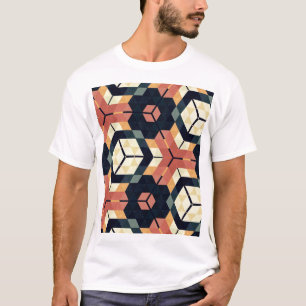 T-shirt Motif géométrique Carré Hexagon coloré