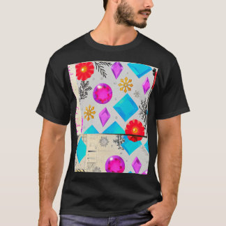 T-shirt Motif géométrique fleuri joyeux – Édition Bubble
