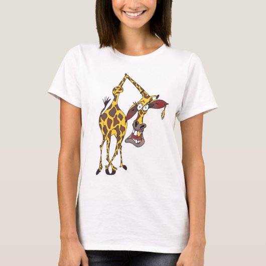 T-shirt Motif : girafe joyeuse avec une boucle d'oreille (Devant)