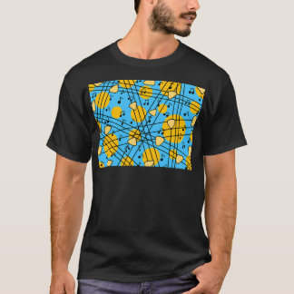 T-shirt Motif Guitare En Musique Jaune Et Bleue.