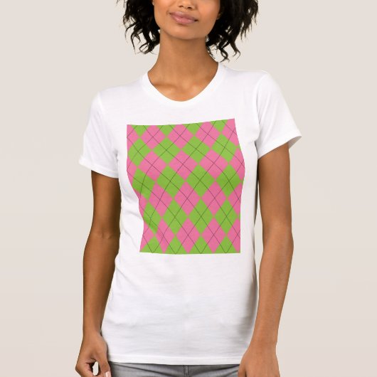 T-shirt Motif Jacquard rose et vert (Devant)