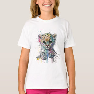T-shirt Motif léopard aquarelle ivoire minimaliste