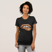T-shirt motif lèvres de guépard brun léopard (Devant entier)
