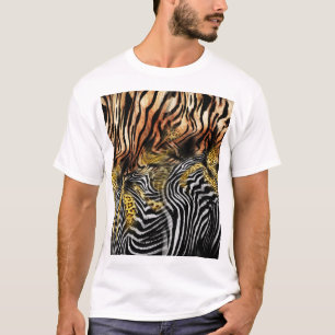 T-shirt Motif mixte de la peau de léopard Zebra