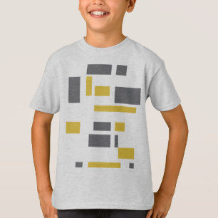 T-shirt Motif moderne, simple, cool géométrique jaune gris